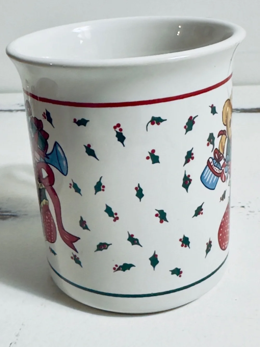 Vintage 80’s Christmas mug Festive Teddy Bear‎ Christmas Stocking Mug